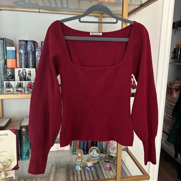 Reformation Piazza Cashmere Sweater Size S in Cherry Red/ Chianti - Picture 1 of 5